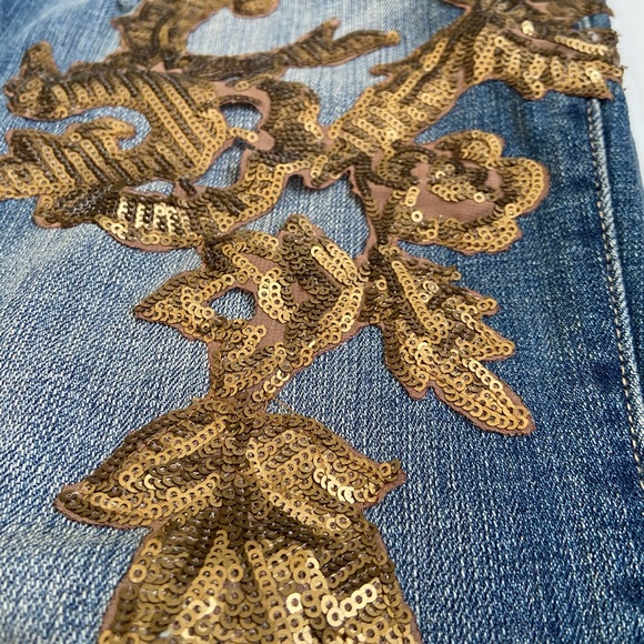🆕 NWOT Anthro Pilcro Hyphen Cropped sequin Jean - Picture 5 of 7